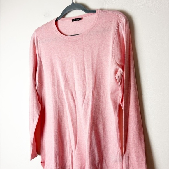 J MCLAUGHIN • Women’s Pink Modal Cotton Crewneck Sweater Button Cuff Detail Sz L - Picture 3 of 6